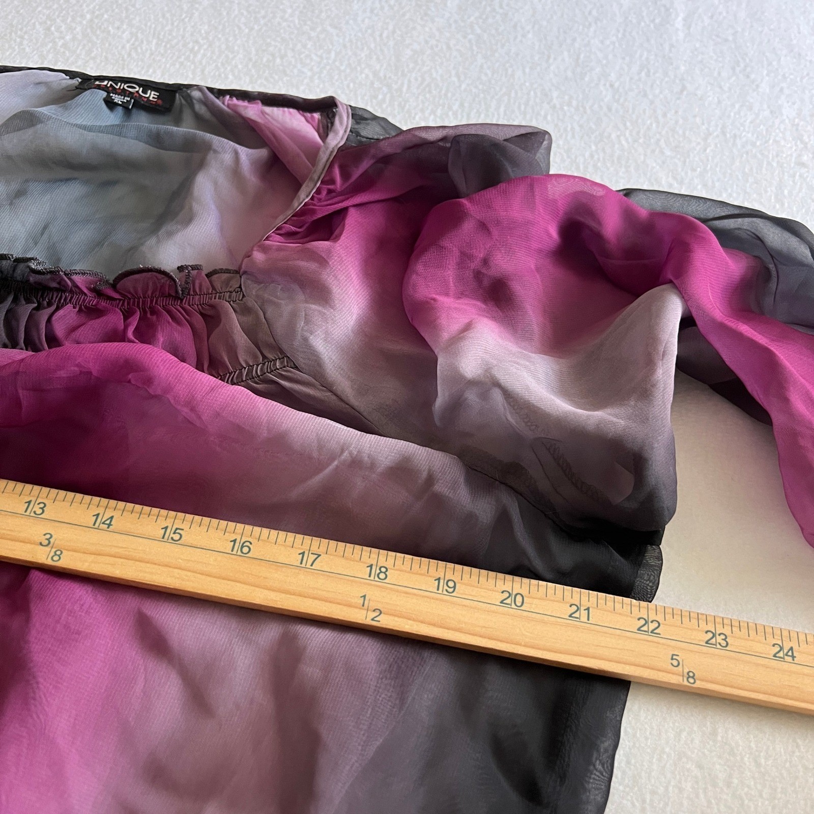 Unique Spectrum Sheer Ombre Blouse Pink Black Y2K Fairycore Long Sleeve X Boho