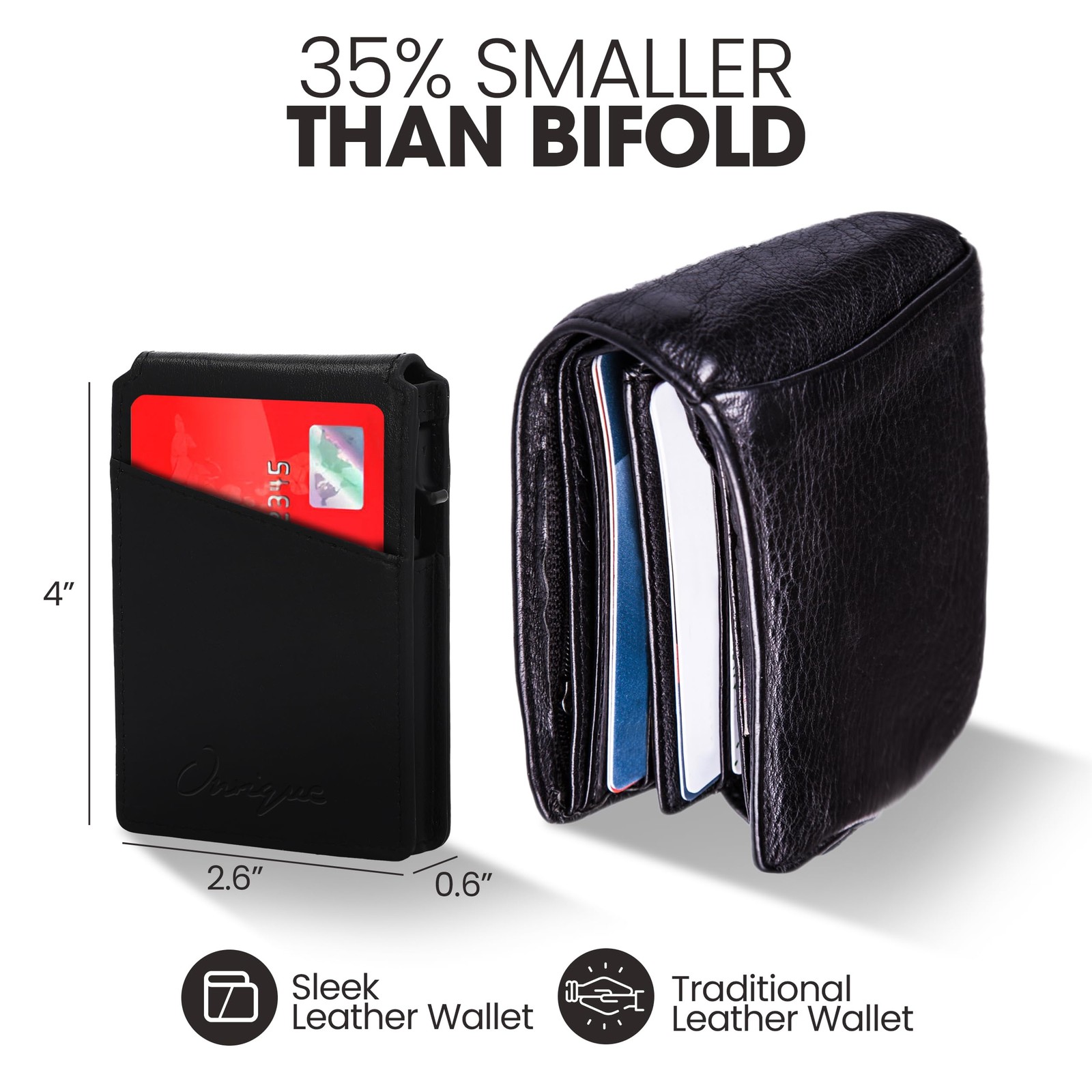 Onrique RFID Wallet for Men, 10 Pop Up Cardholder 4 x 2.6 x 0.6 inches, Black