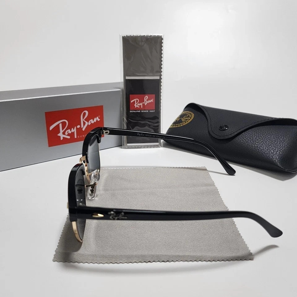 Ray-Ban RB3016 Black Clubmaster Sunglasses Gray Glass Lens 51-21mm Men Women