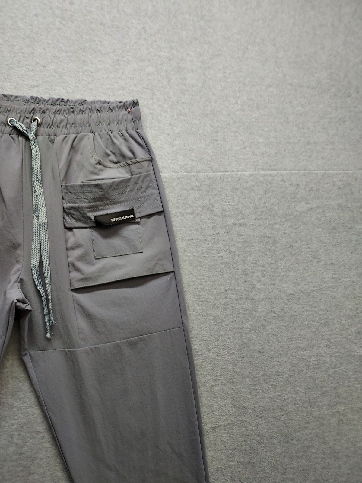 BoohooMan Men Cargo Pants M Gray Tapered Leg Drawstring Lined Mid Rise Casual