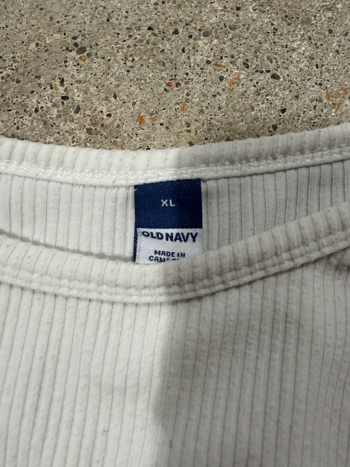 Old Navy White Ribbed Knit Stretch Long Sleeve Round Neck Pullover T-Shirt XL