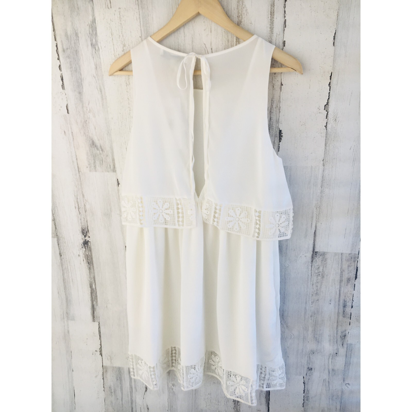 NWT $395 Elizabeth and James Callei Layered Mini Silk Dress Crochet Trim Ivory M
