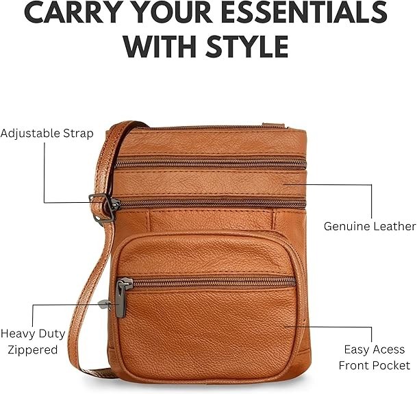 Genuine Leather Cross Body Bags Purse for Women, Purses Women’s Light Brown