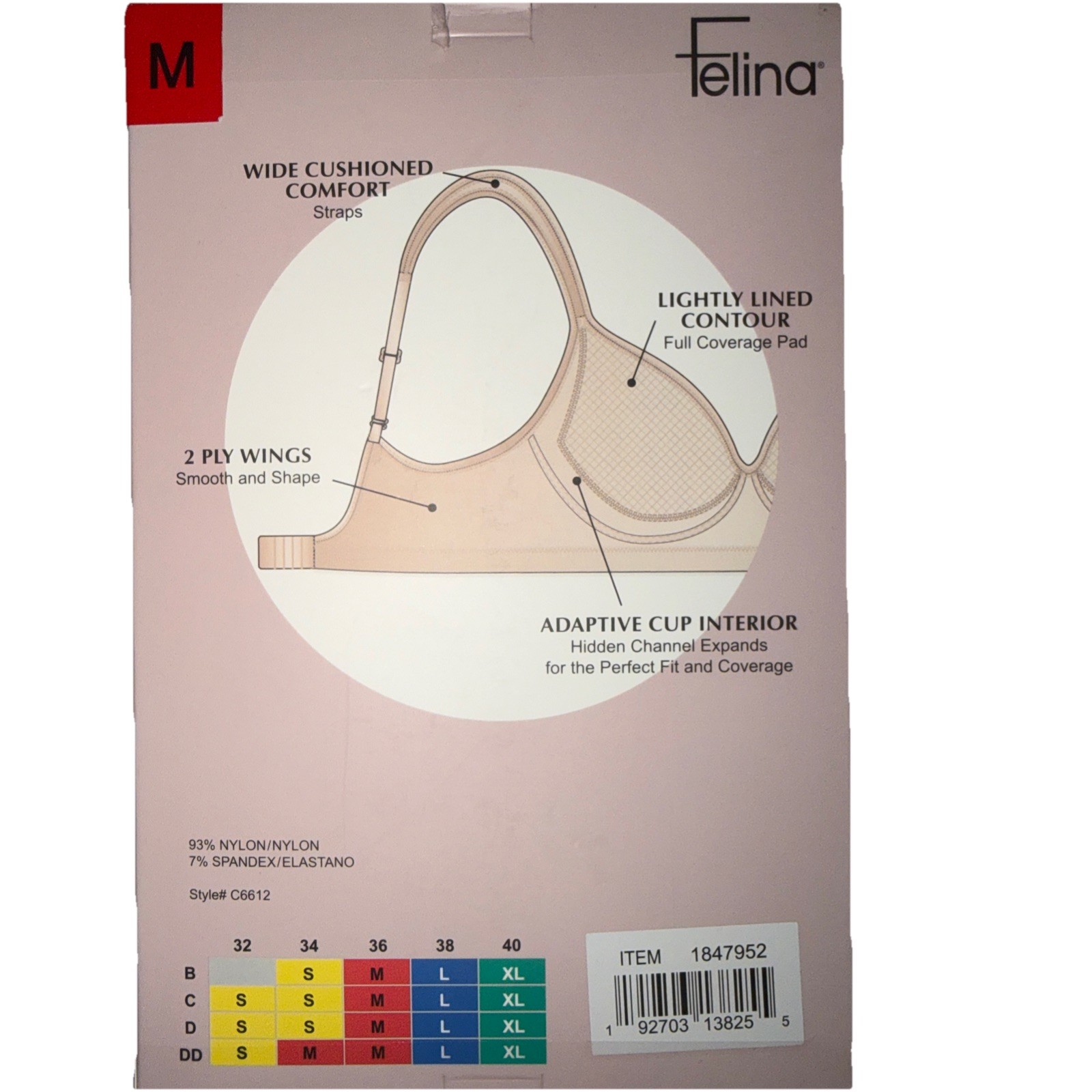 Felina Women’s 2-Pack Adaptive Cup Wire Free Bra, Black/Beige, Size M