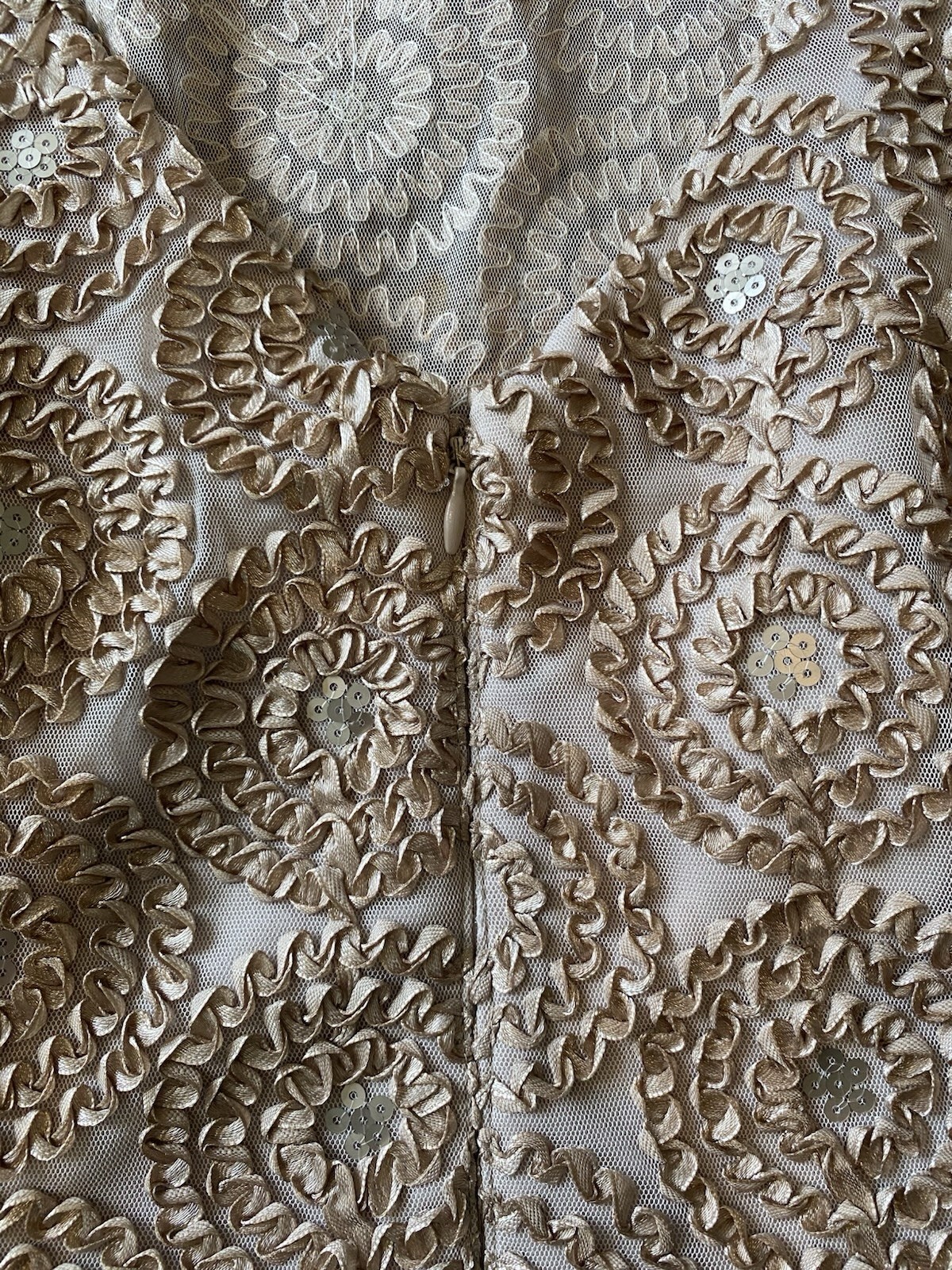 Gorgeous Alex Evenings Top, Size L, Embellished & Lined, Champagne Color