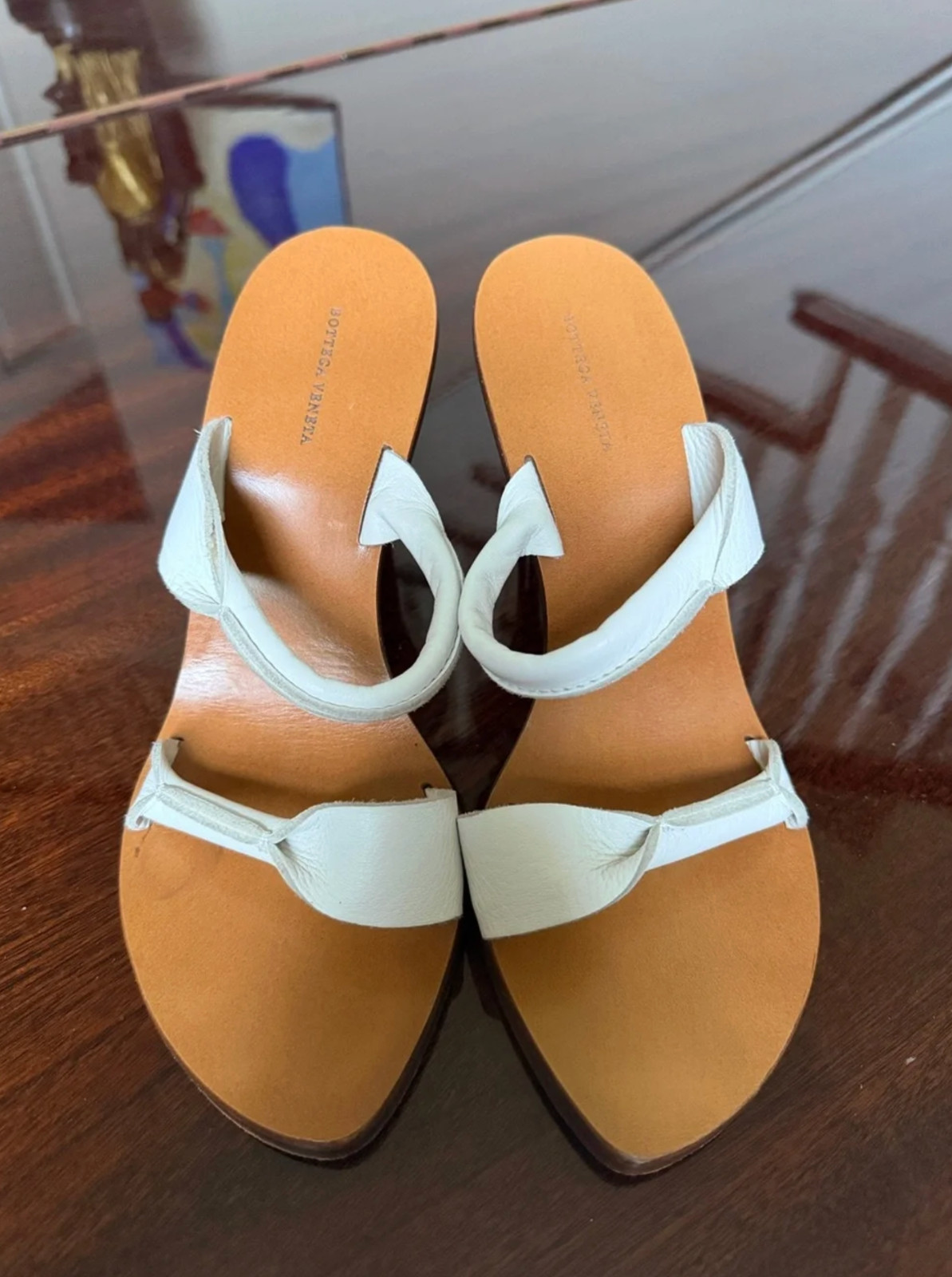 Bottega Veneta White Leather Strap High Heel Sandals Shoes 38
