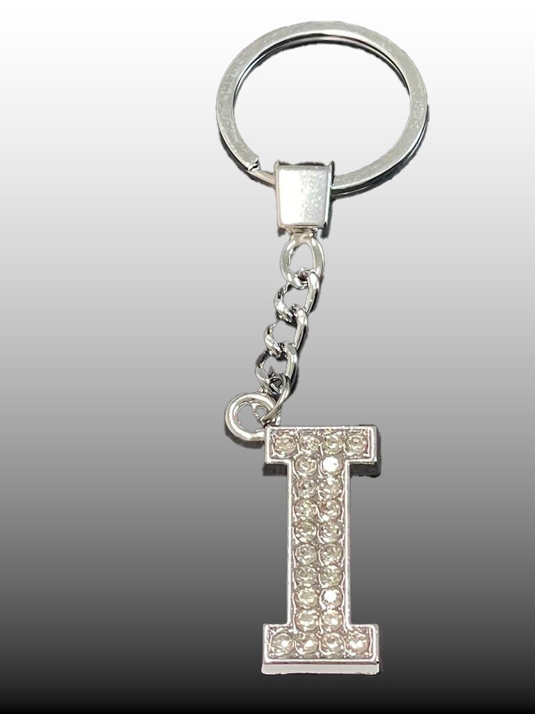 Sparkling Silver Rhinestone Letter Keychain