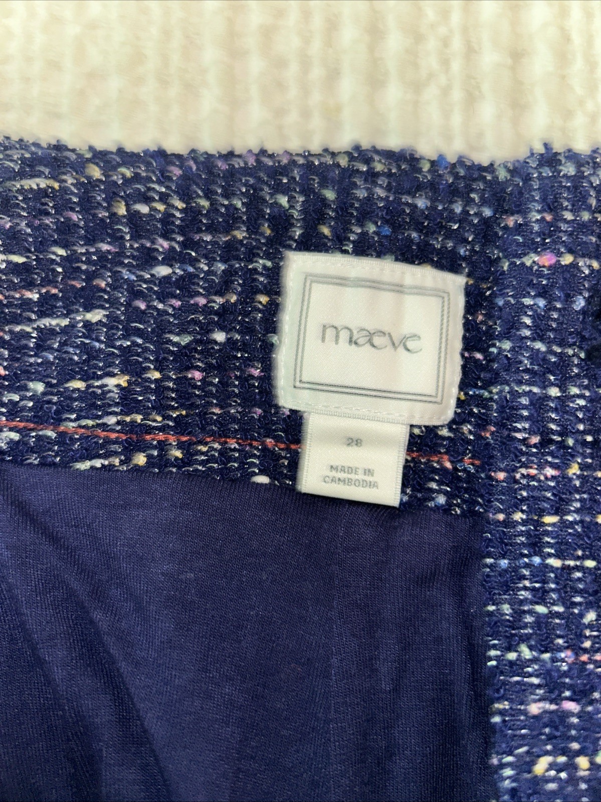Maeve Collette Tweed Navy Cropped Wide Leg Pants Anthropology