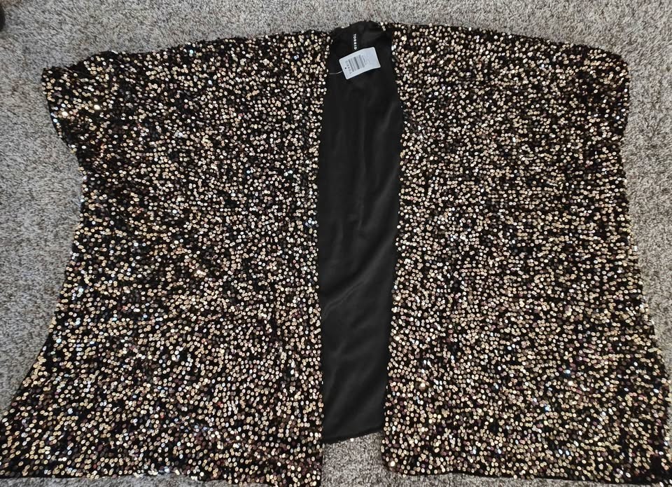 Torrid Gold Sequin Kimono One Size New with tags