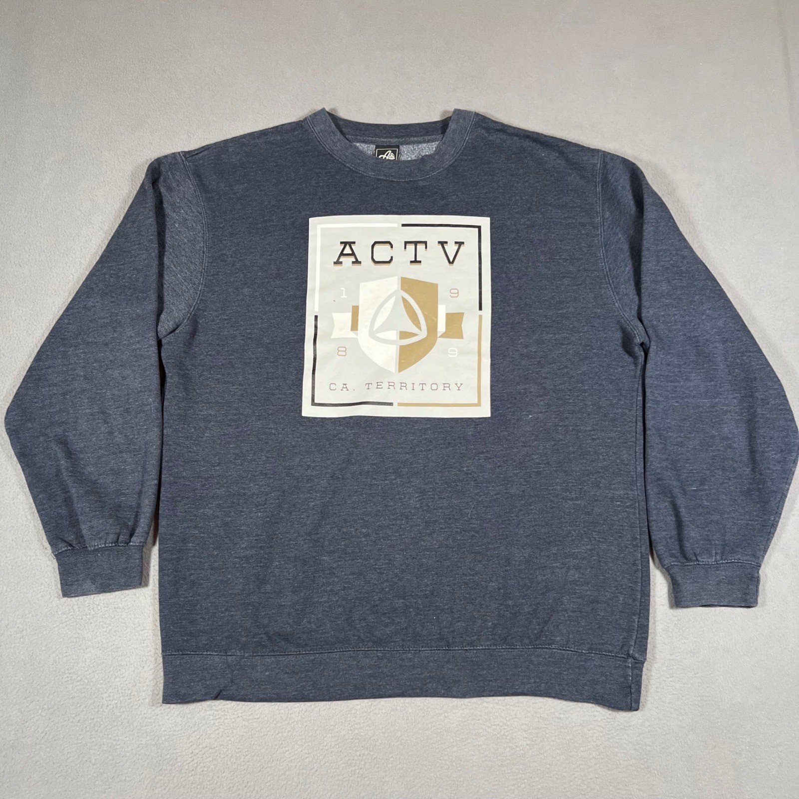 Active Ride Shop Skateboarding Sweatshirt Crewneck Y2K Blue Mens XL Graphic