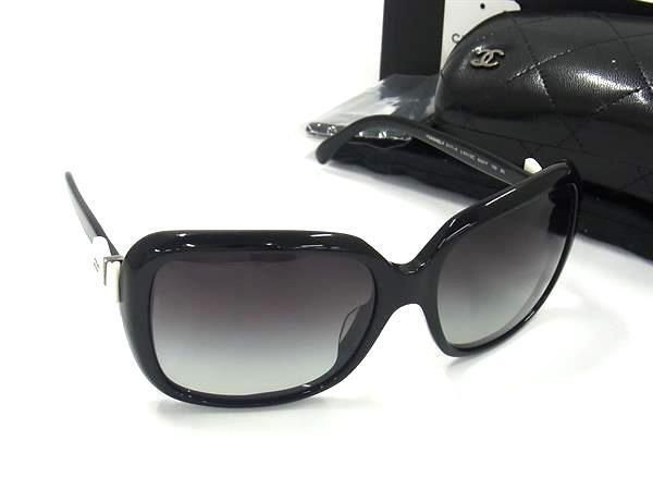 CHANEL Coco Mark Ribbon Sunglasses 5171 A c.501 3C Black Plastic Ladies 60 17 13