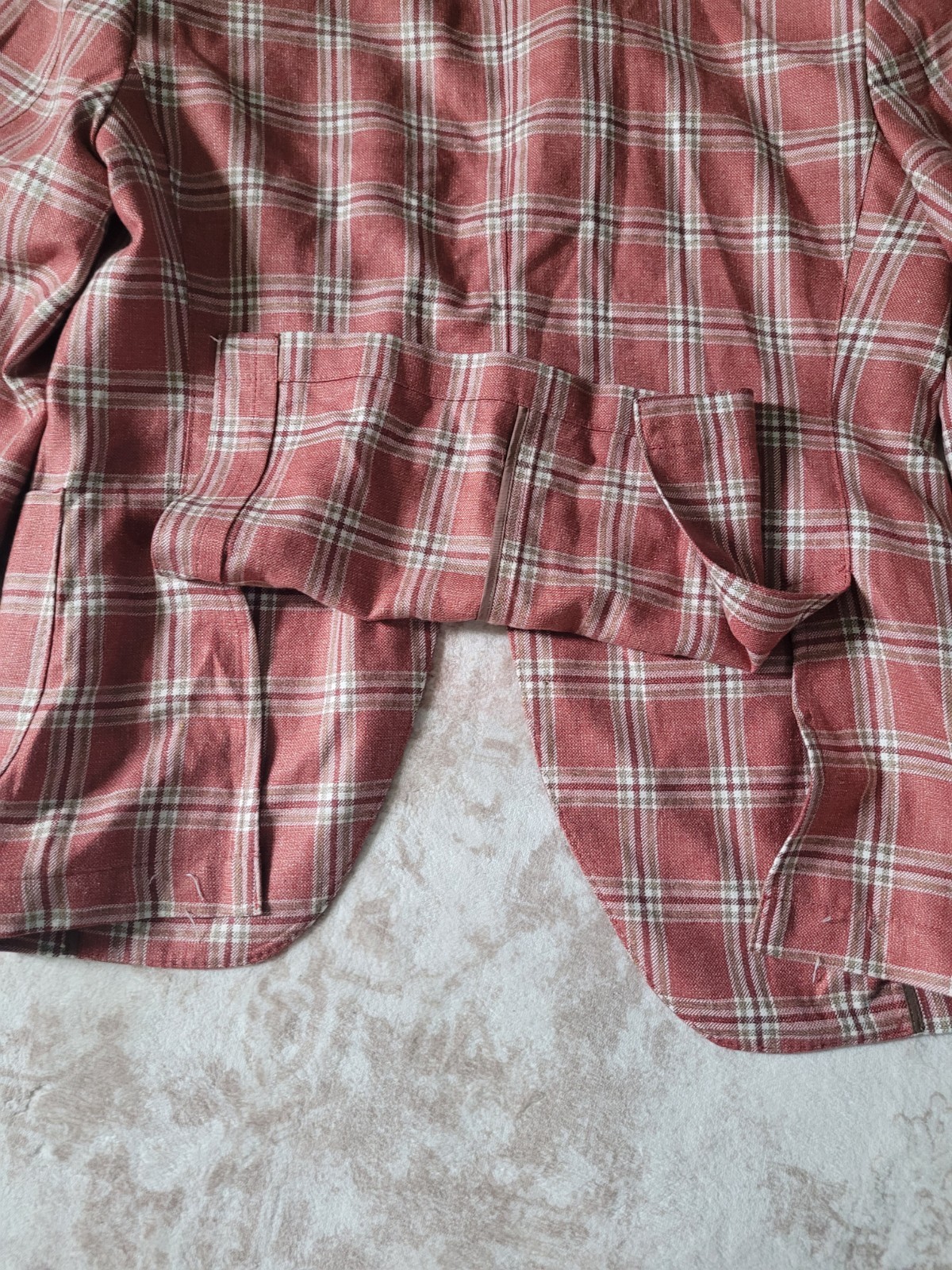 Kroons 38S Plaid Tweed Silk Linen Wool 2-Button Sport Coat Pink White