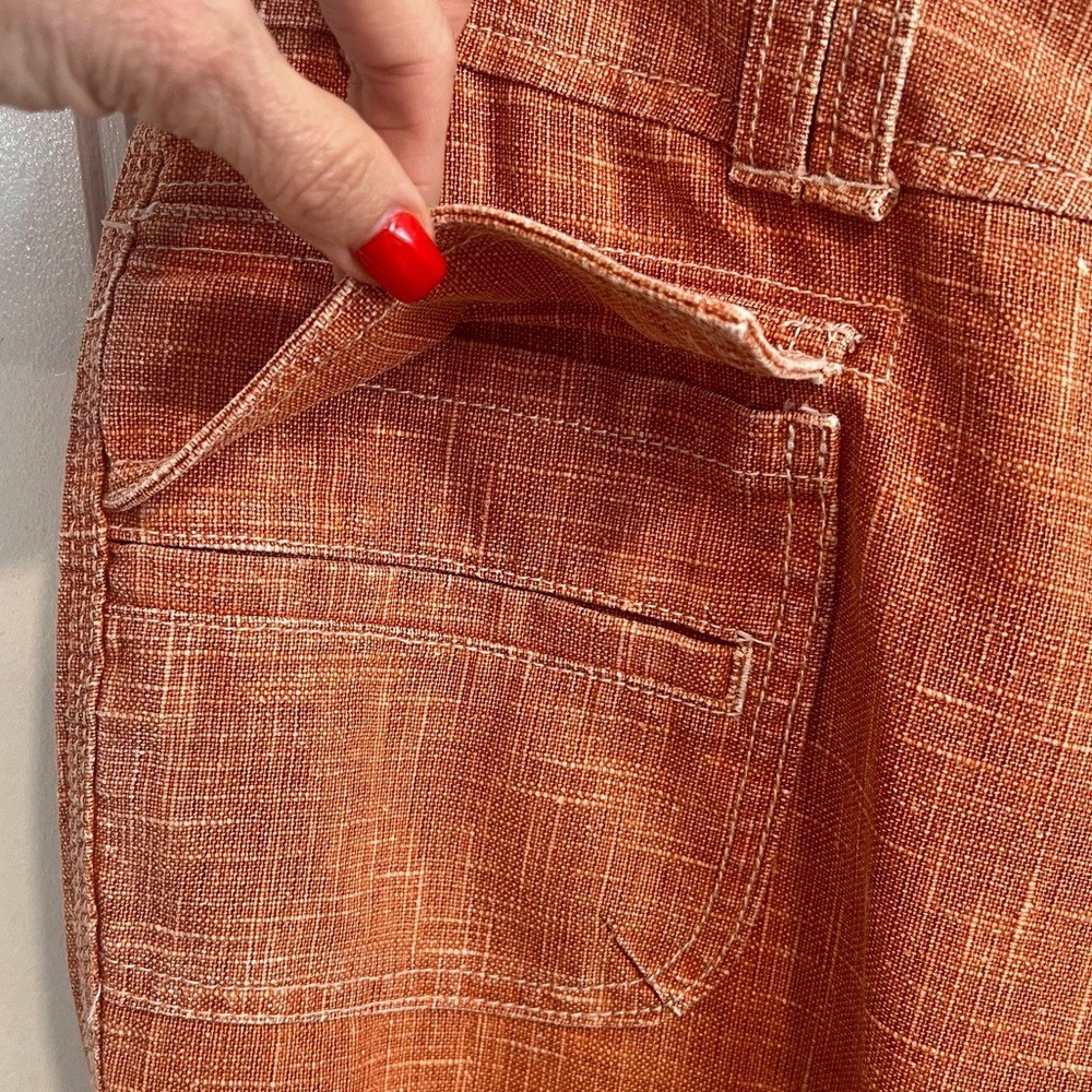 Pure Color ‘Cosmo’ Gorpcore Burnt Orange 100% Ramie Capris for Women. Size 30.