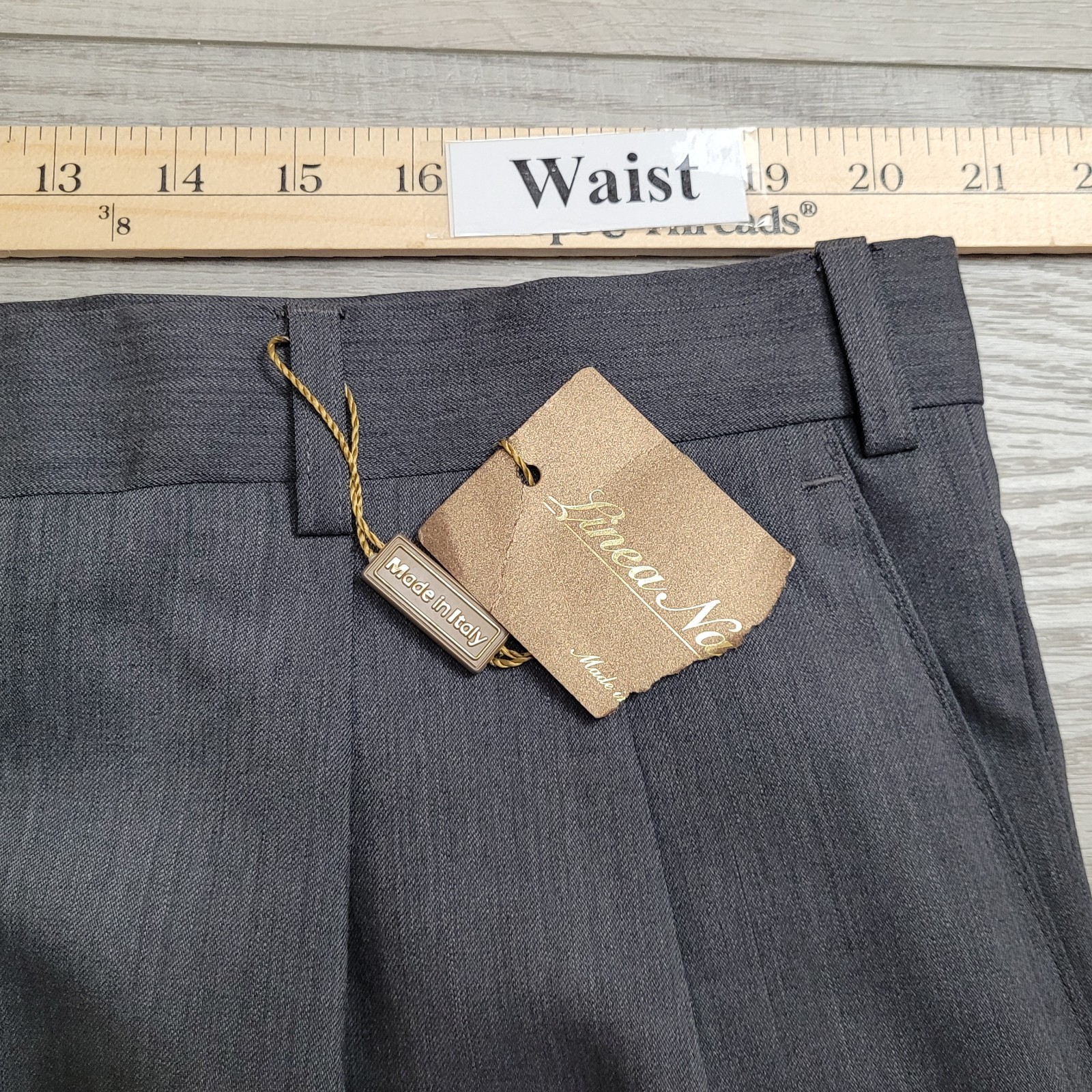 NWT Linea Natruale Pants Men 40 Gray 100% Wool Super 110’s Pleated Unhemmed
