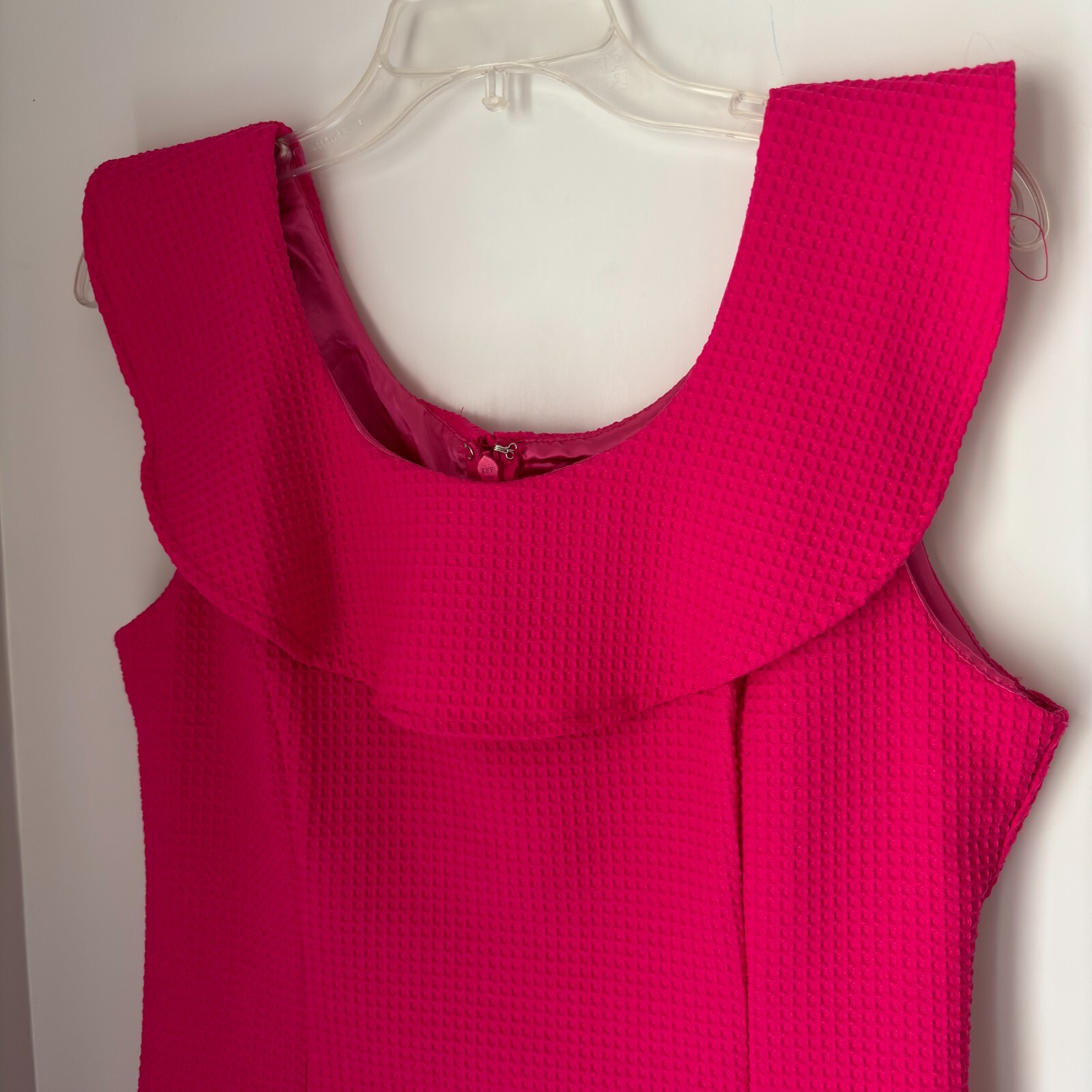 SHE & SKY LA Hot Pink Spring Waffle Print Collared Lapel Sleeveless Dress Size L