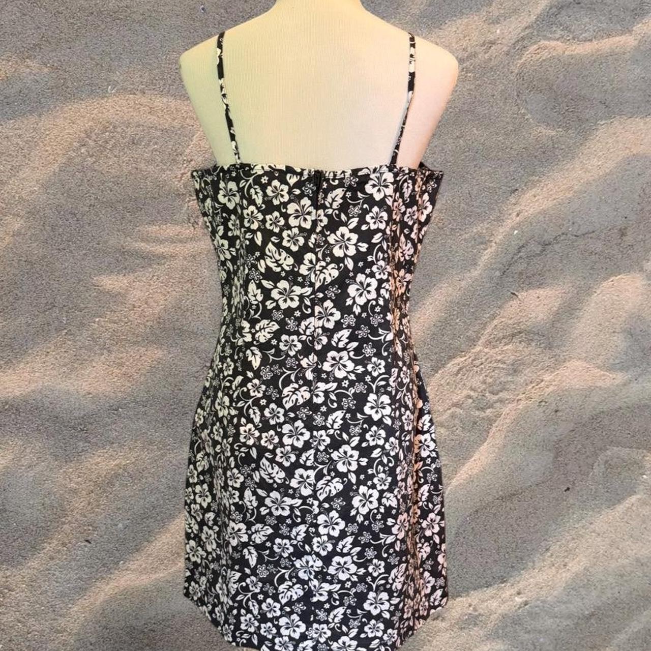 Y2K No Boundaries Stretch Navy White Hawaiian Floral Tank Top Dress Juniors XL