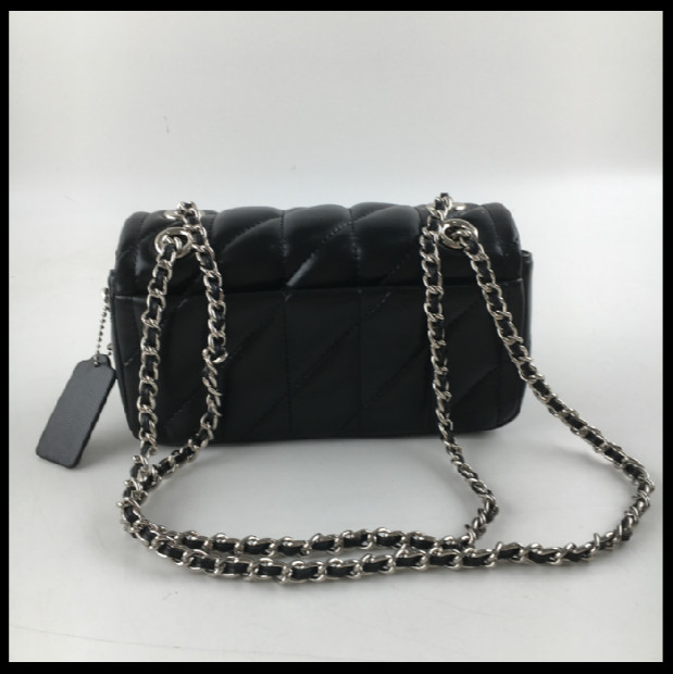 COACH CP149 Tabby Shoulder Bag 20 Quilting Nappa Leather Black Silver Outlet NEW