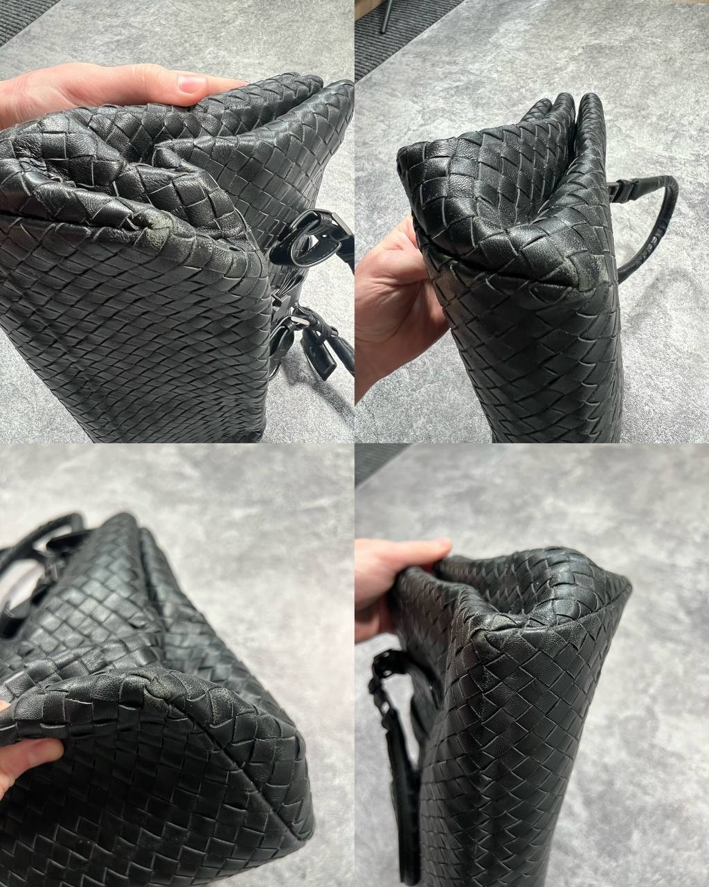 Bottega Veneta Intrecciato Leather Tote Bag Black Woven Handbag Made in Italy