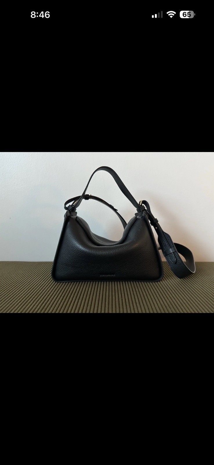 The Horse Black Clementine Shoulder Bag Detachable Adjustable Strap Gold HW
