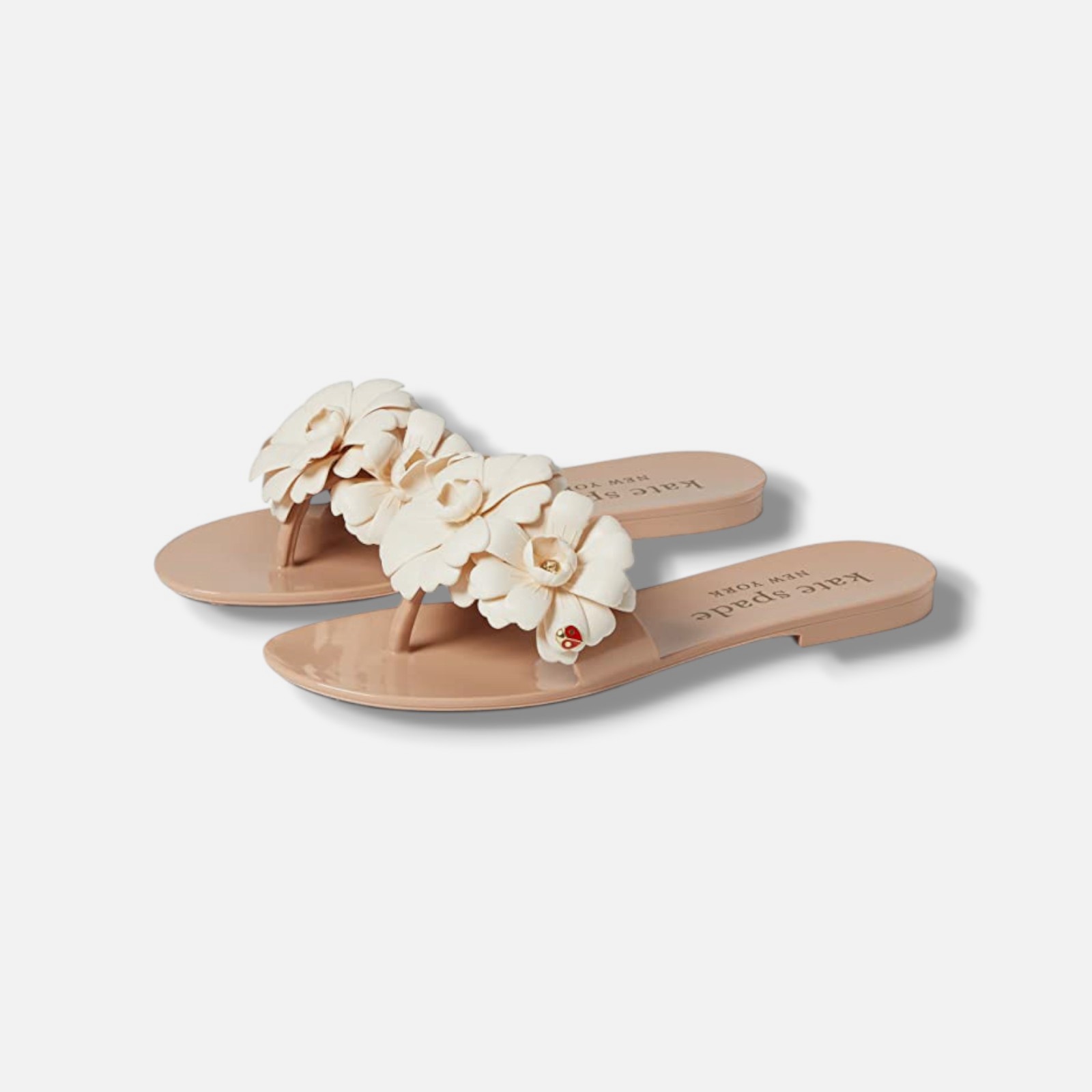 Kate Spade Women’s Beige Jaylee Floral Appliqué Jelly Slides Sandal Shoes Size 7