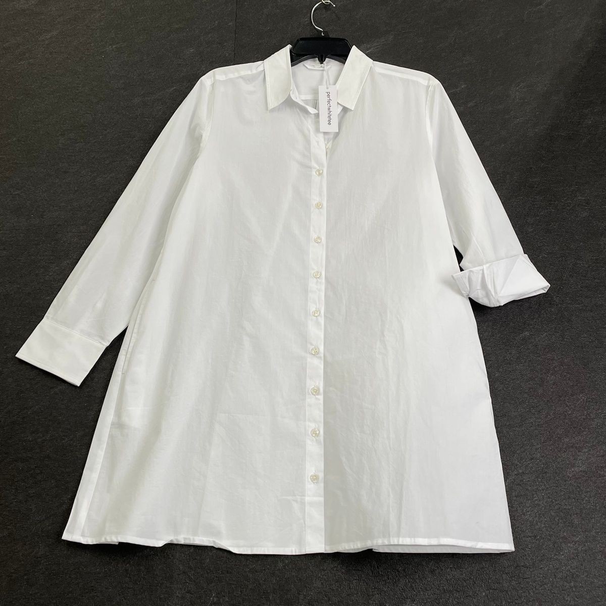 PERFECTWHITETEE Felicia Poplin Shirt Dress Women’s Size S White DW240