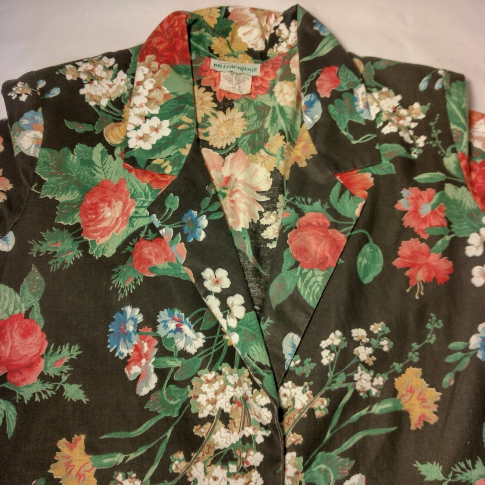 Vintage Willow Ridge Blazer Womens Size 6 Floral Peony Morning Glory Cottagecore