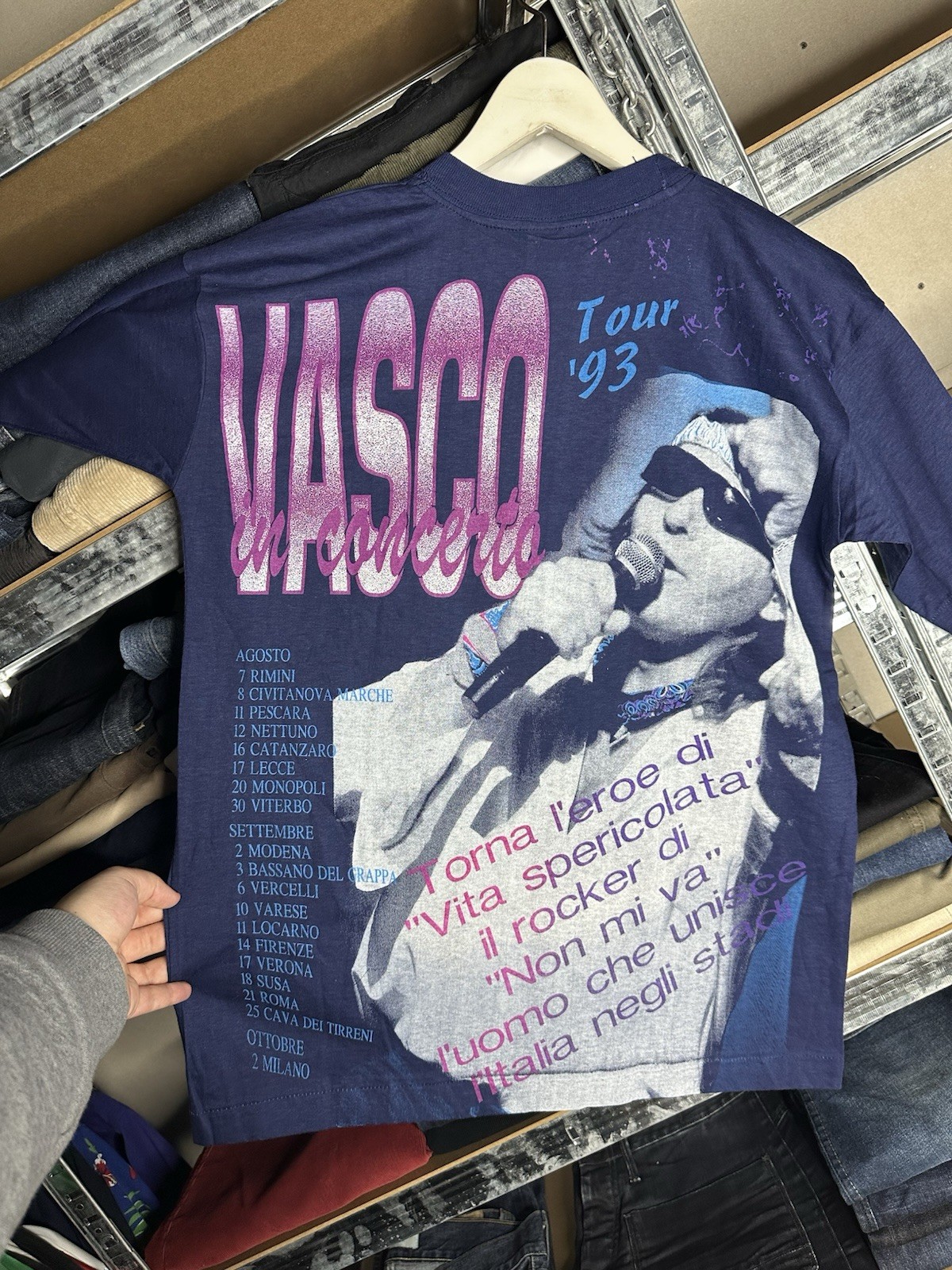Vasco Rossi In Concerto Tour 1993 Vintage T Shirt Italian Rock Tee