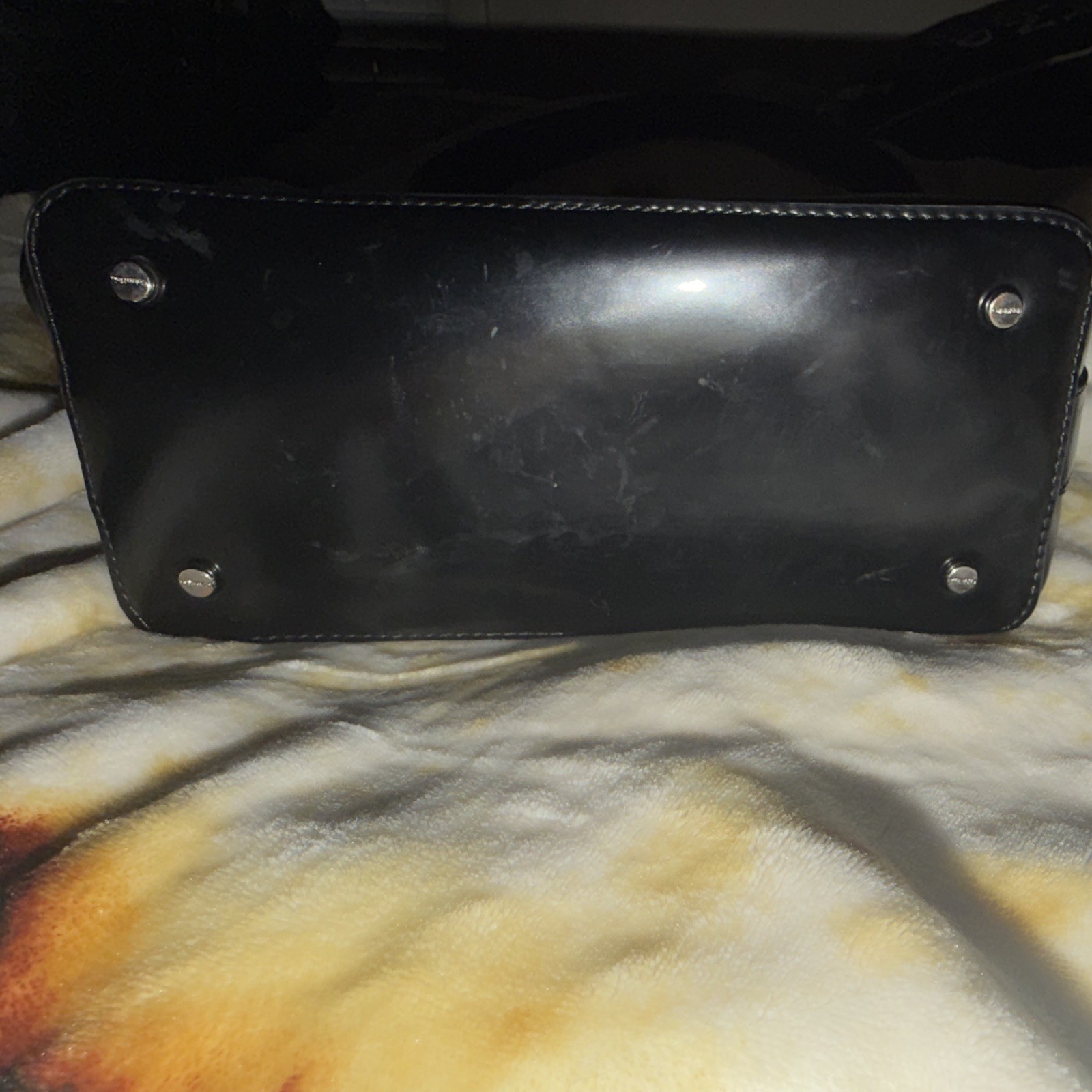 Vintage Calvin Klein Black Solid Shoulder Bag Zip Closure Silver Hardware