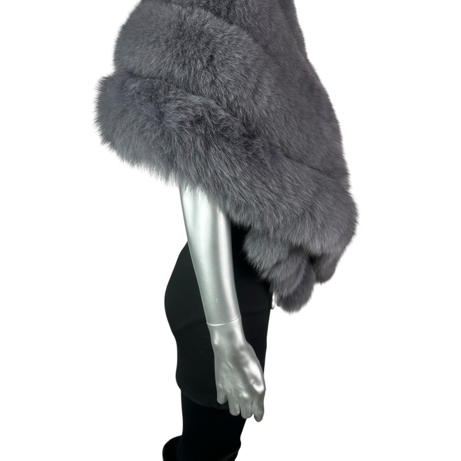 CHARCOAL FOX Stole, Wrap, 70” L, Certified Vintage Fur w/Storage Bag