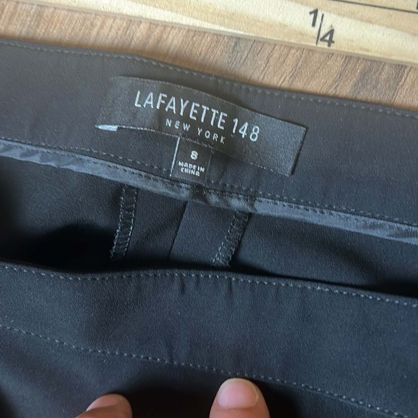 Lafayette 148 New York Slim Black Pants Women’s 8 Bleeker Stretch Dress Trousers