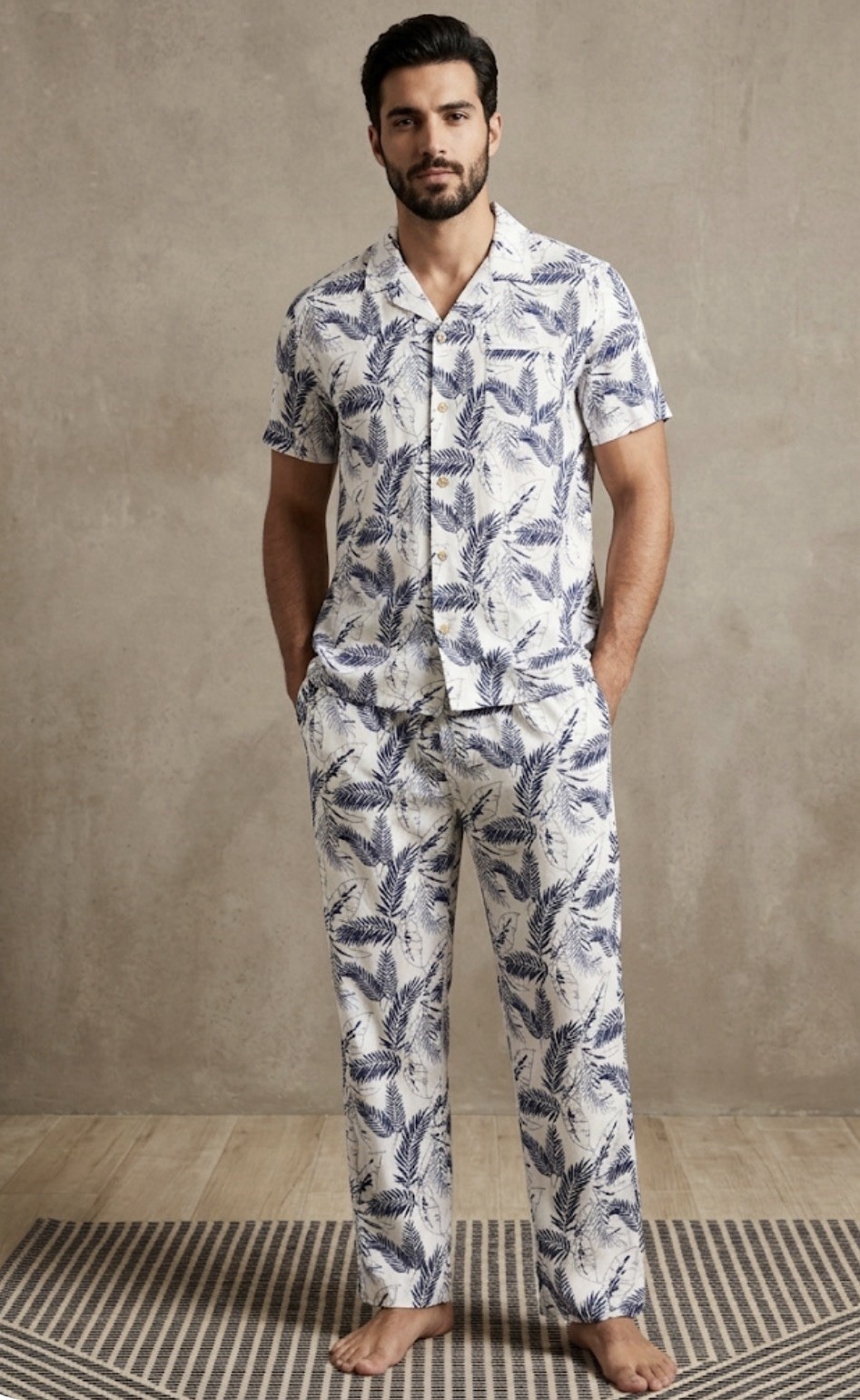 Men’s COOFANDY button down Tropical Beach Bohemian Shirt & Pants Set L