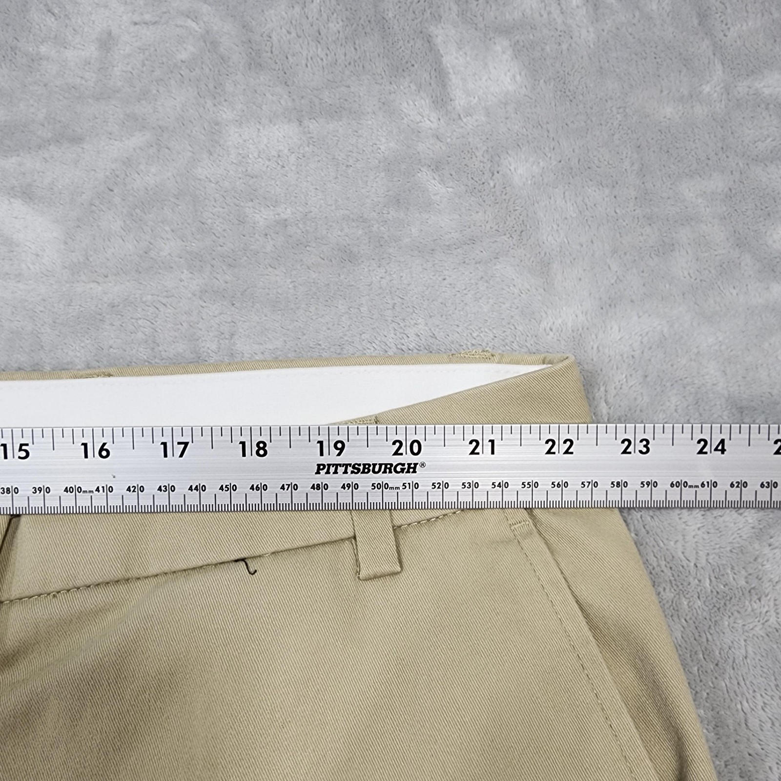 George Pants Mens 46×30 Beige Flat Front Chino Tapered Stretch Office Casual