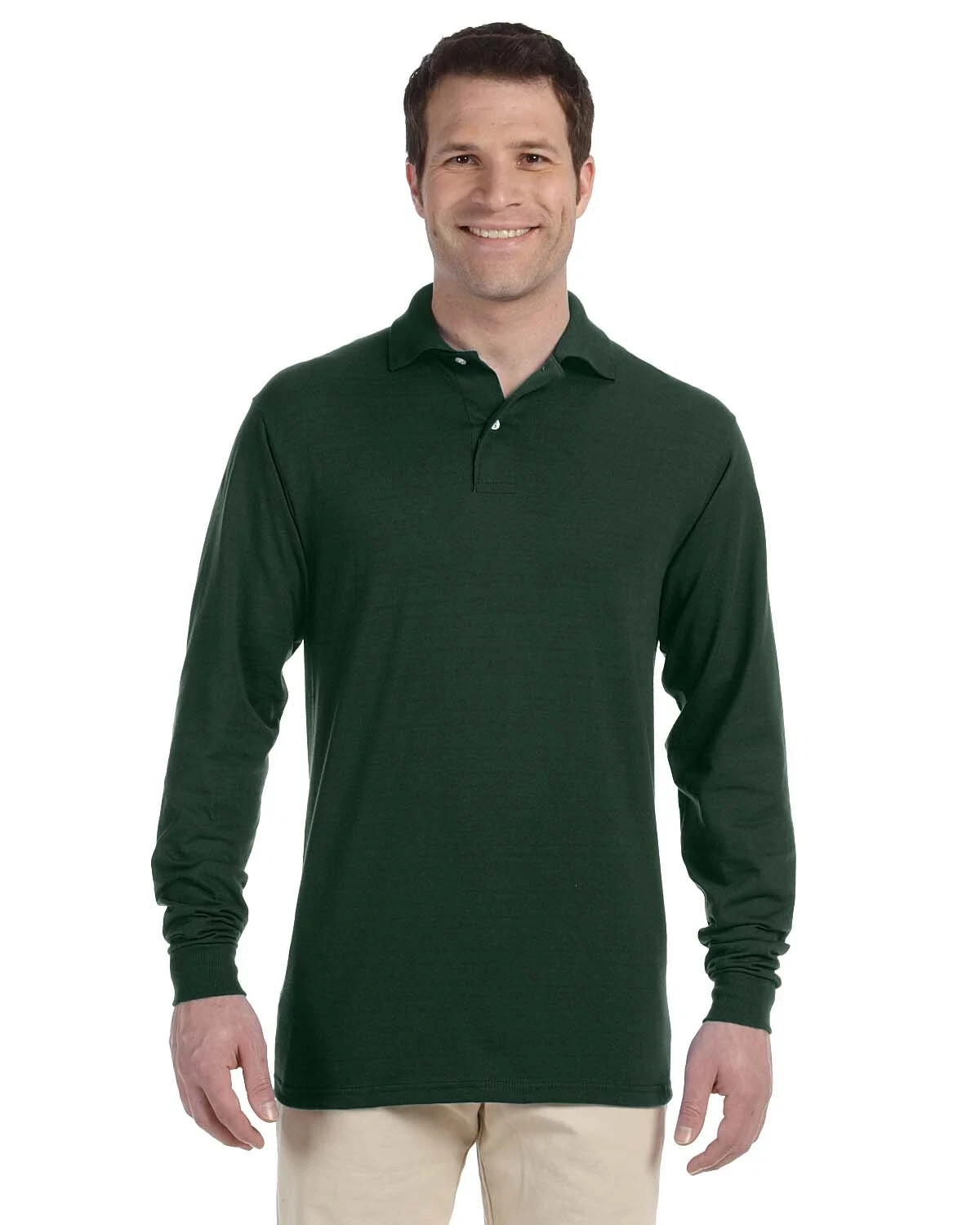 Jerzees Men’s Long Sleeve Polo with SpotShield 437ML, S-2XL Polos, 50/50 Blend