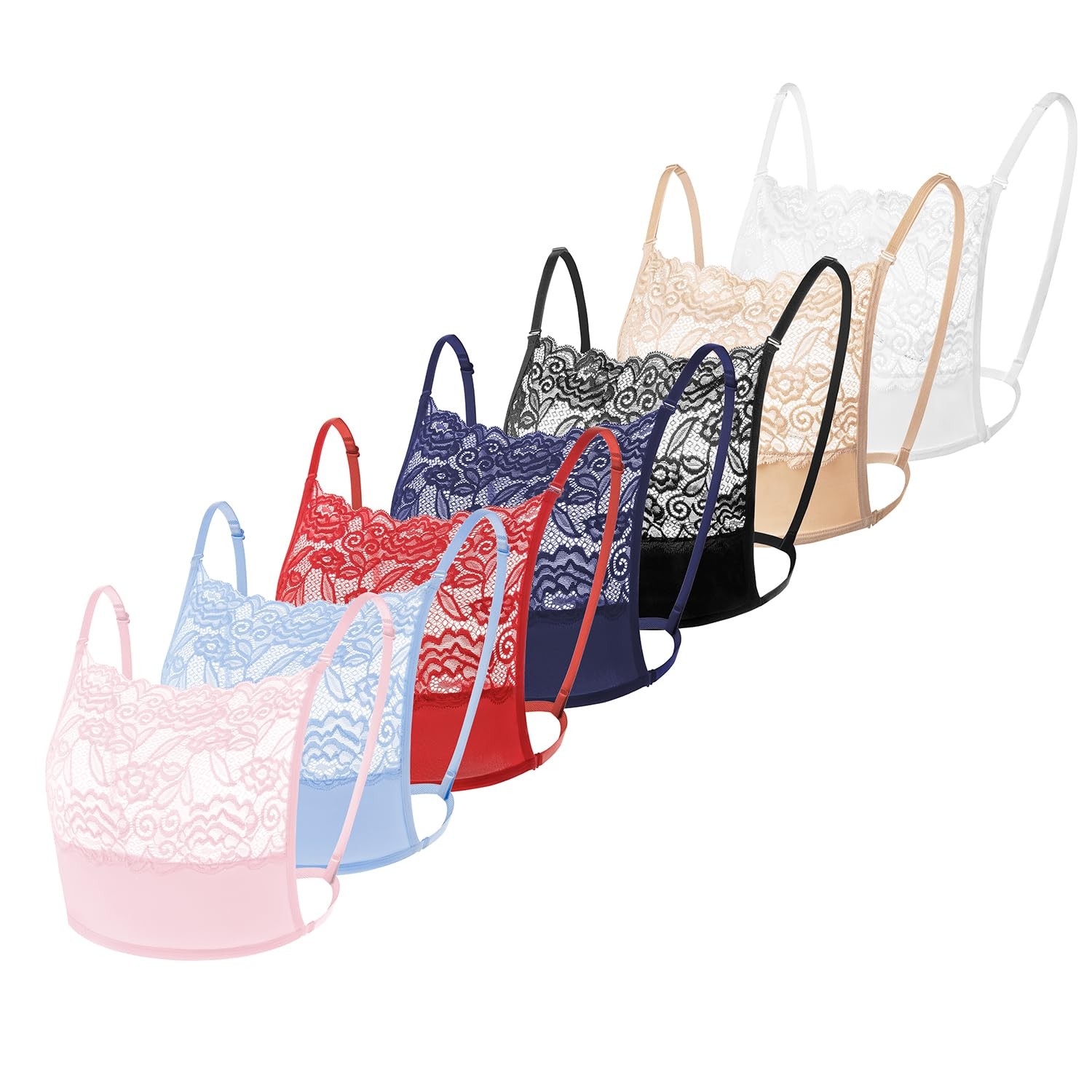 Mock Camisole Bra Insert Overlay Modesty Panel Lady Lace 7 Pcs