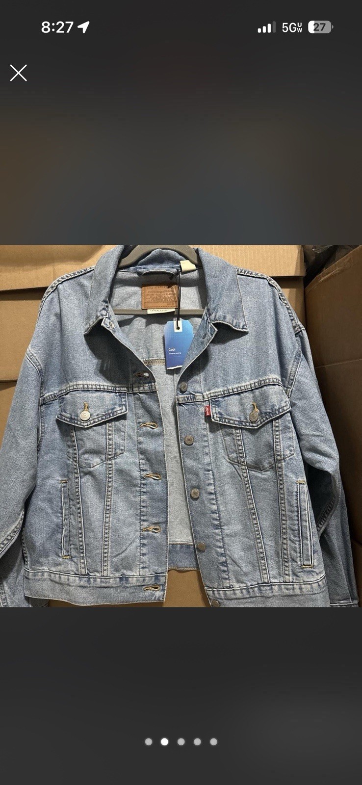 Levi’s Premium Trucker Jacket Women’s M Blue Relaxed Button Front Pockets