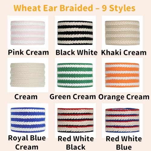 2 Pairs 3/5″ Flat Wide Braided Shoe Laces for 140cm (55inches) Green Cream