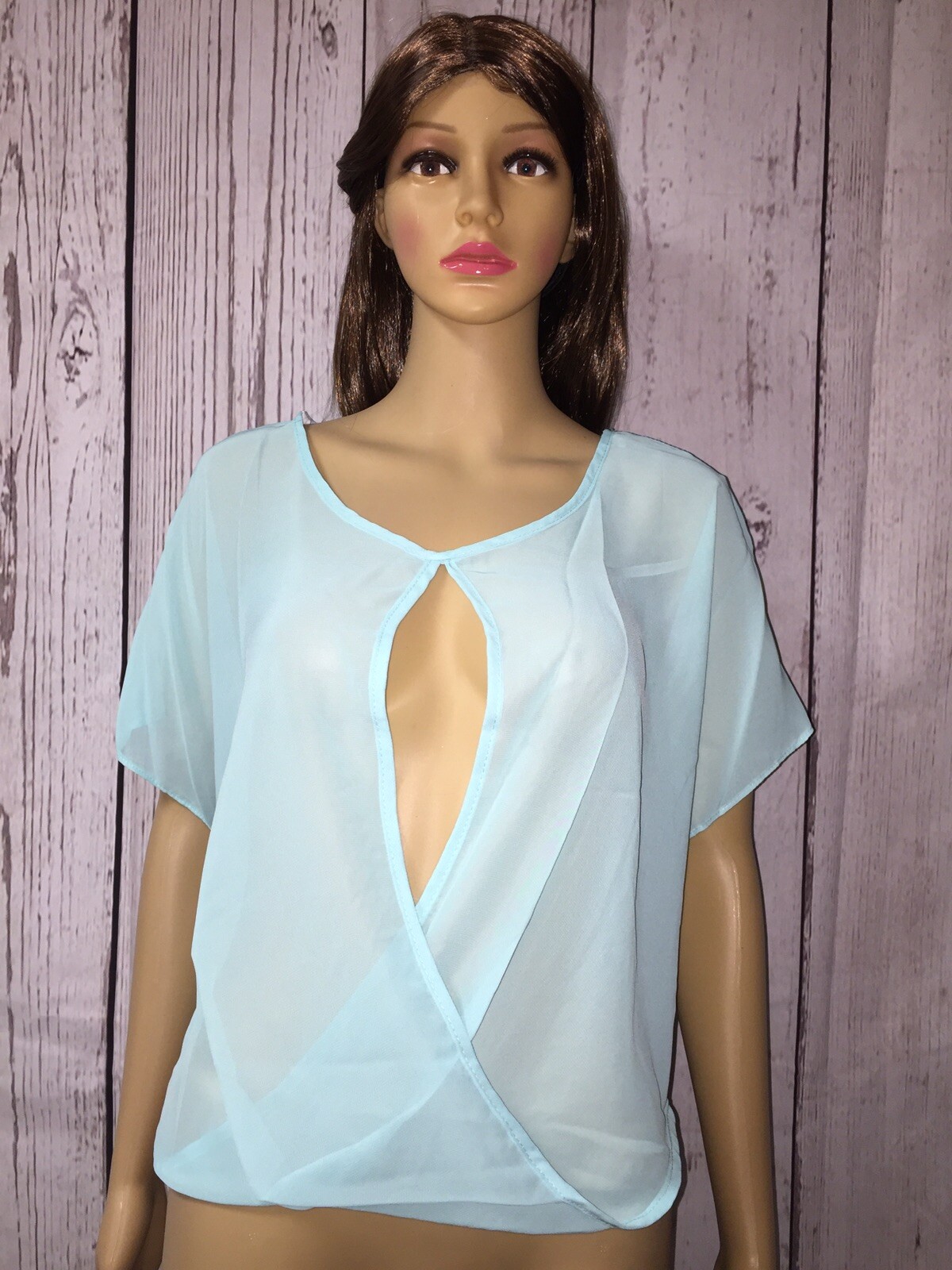 true light women’s summer sheer see though top neon Aqua size options