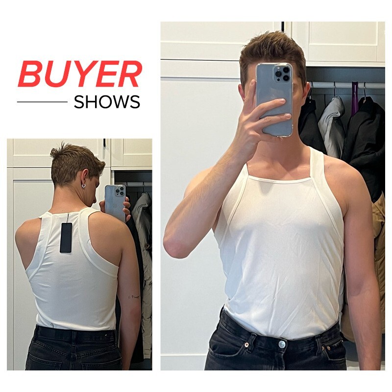 Men 100% Cotton Tagless Ribbed Tank Top A-Shirt Undershirt