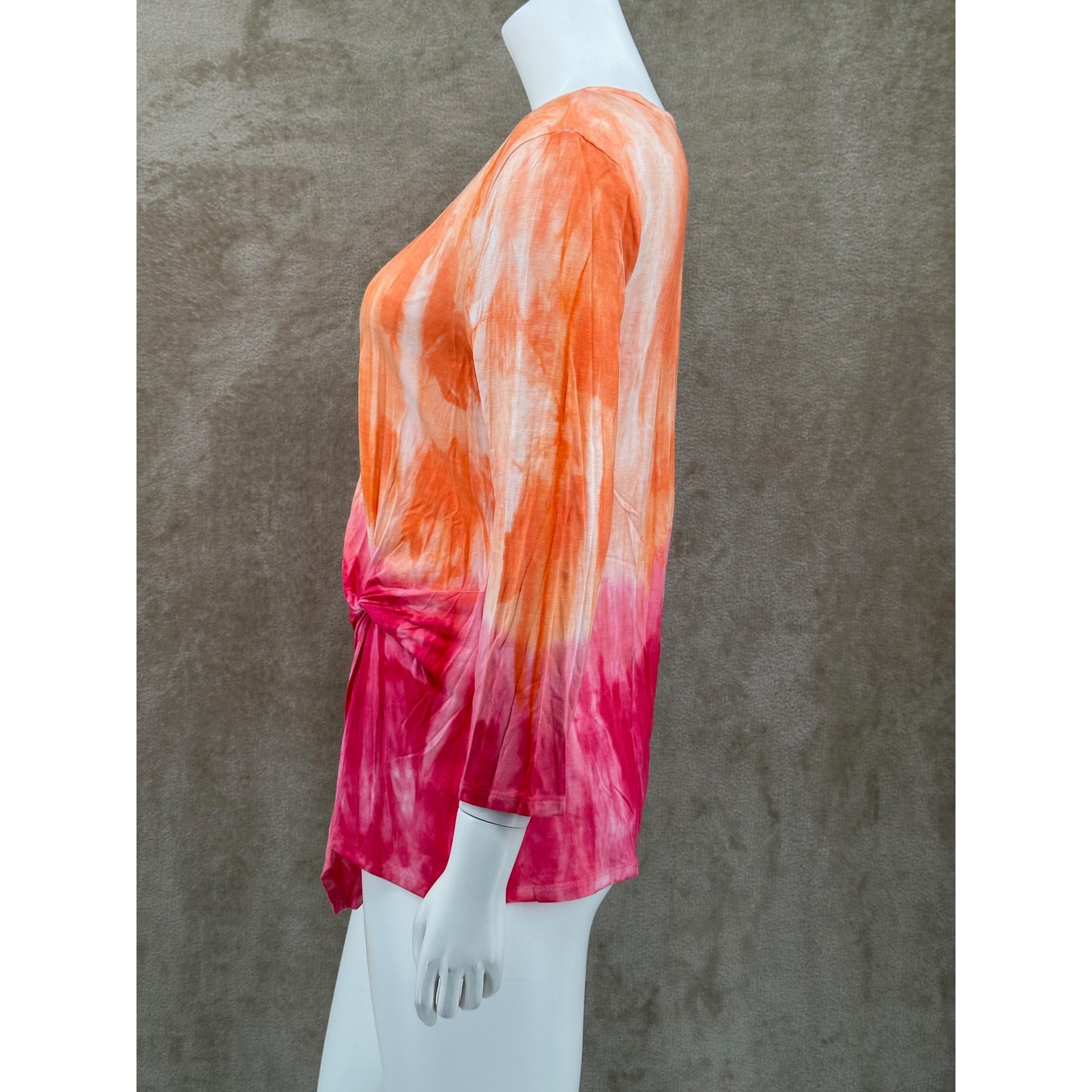 Soft Surroundings Top Womens Medium Orange Ombre Tunic Knit Modal Beachy Boho