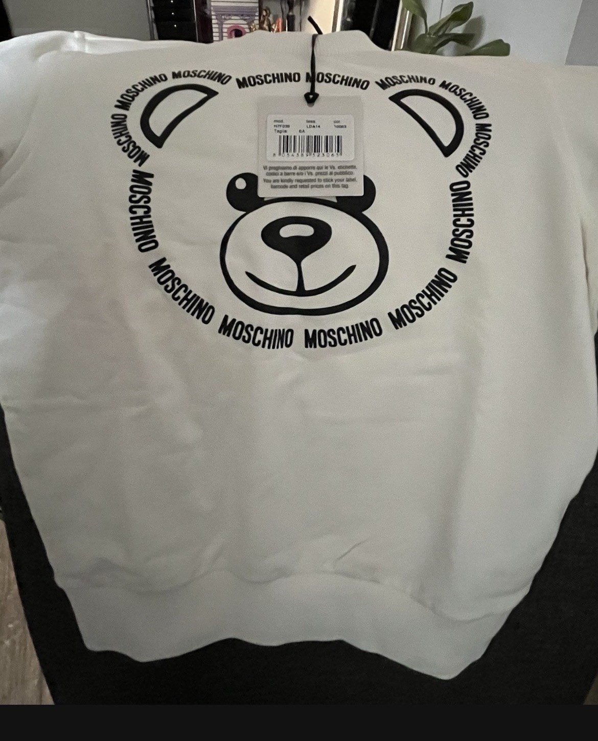 Moschino Teddy Bear Logo Graphic Crewneck Sweatshirt White kids 6A