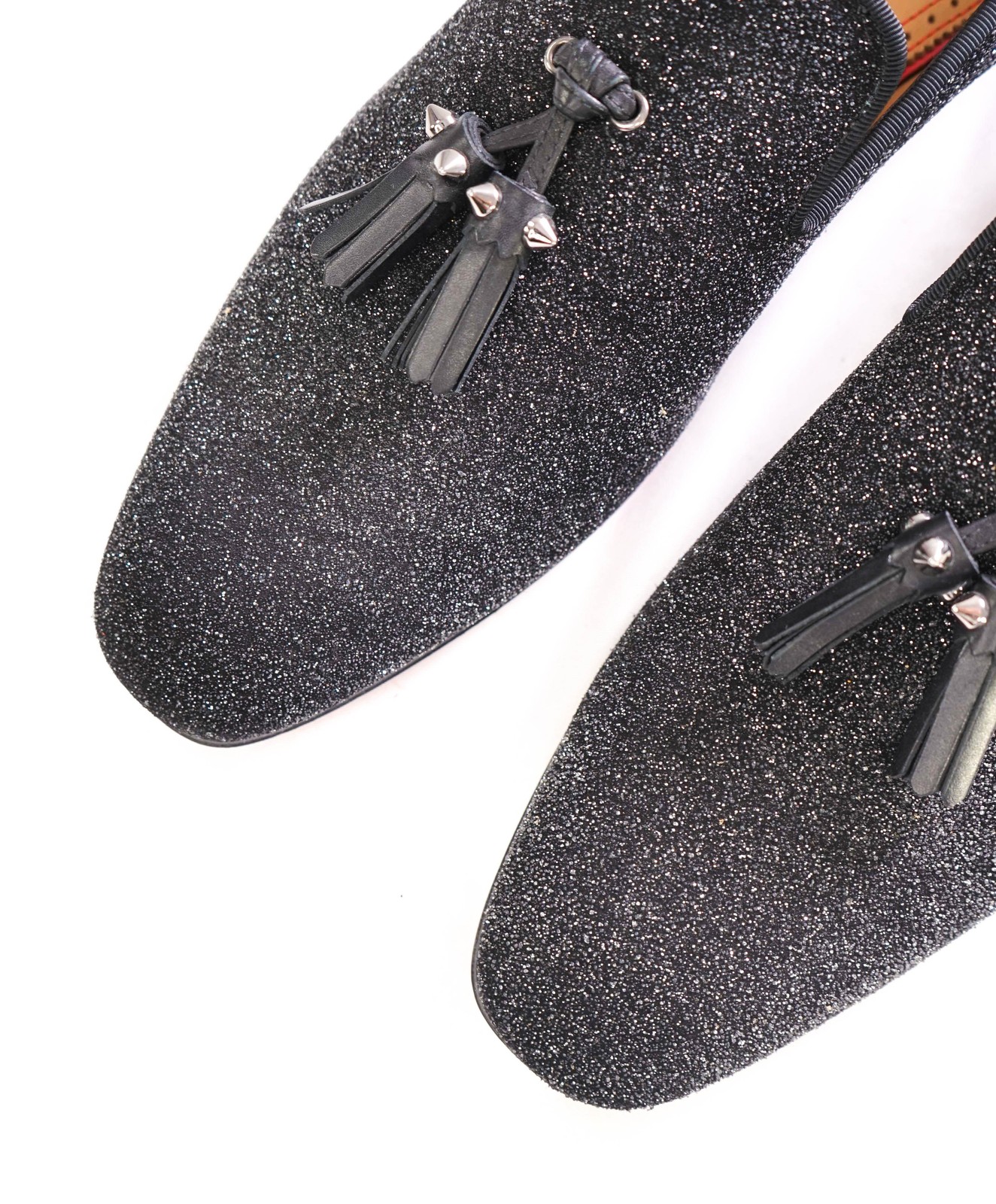 $1,250 LOUBOUTIN – * Colonnaki* Glitter Spiked Tassel Loafers – 9 US (42)