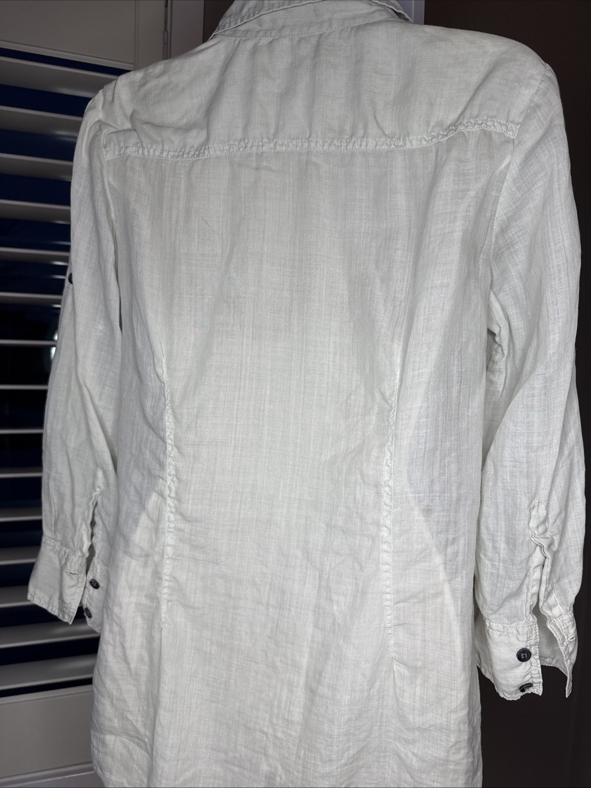 Theory Womens 100% Ramie Marandel Common Pocketed Button Down Blouse Size Medium