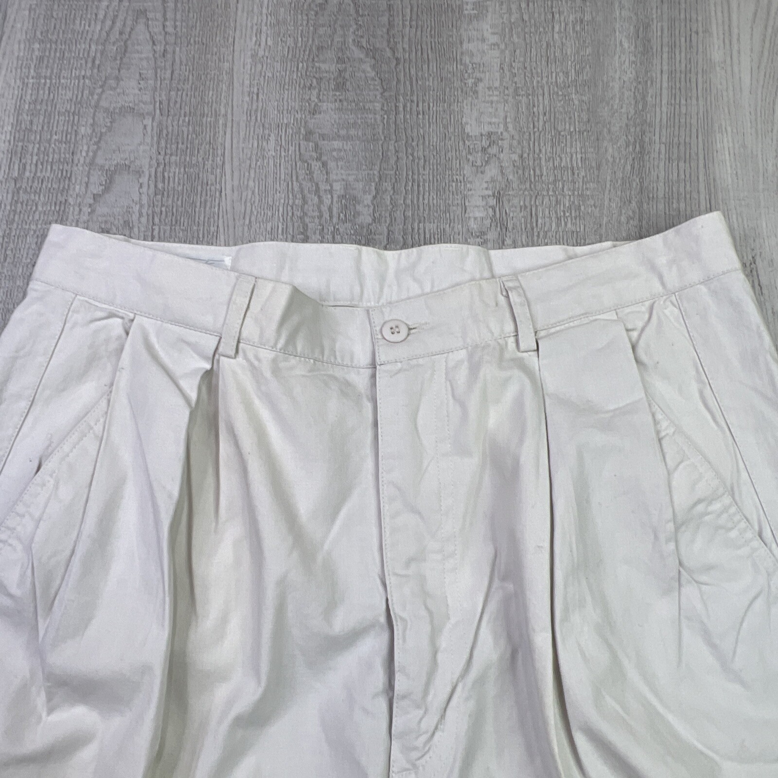 Vintage Nikoata Tokyo New York Mens Pleated Pants 100% Cotton Cuffed White Sz 34