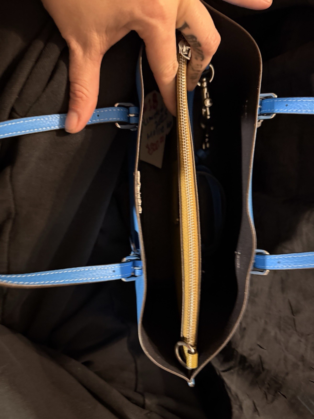 Coach Blue Satchel Top Handle Zip Bag Detachable Strap