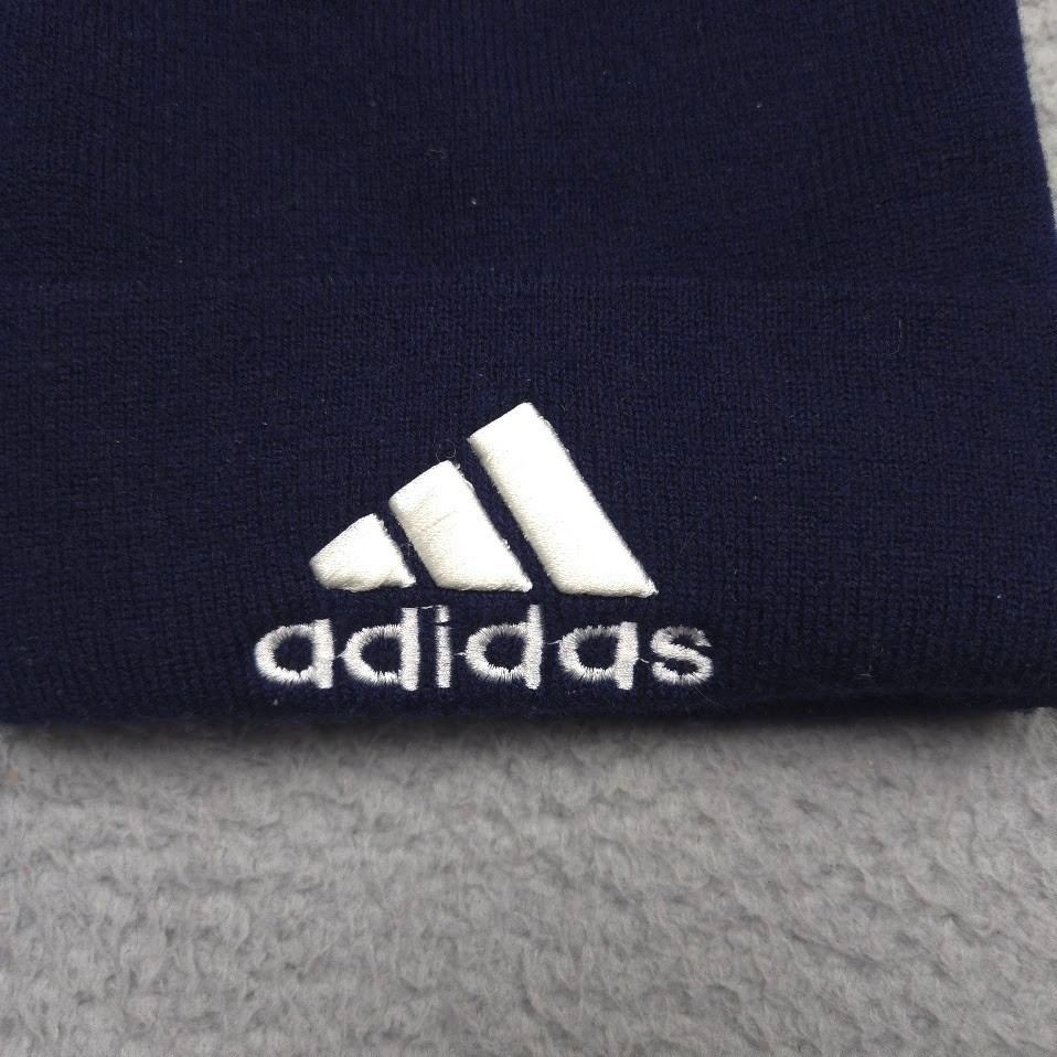 Gelante Adidas Logo Embroidered Navy Cuffed Knit Beanie Hat Acrylic OSFA