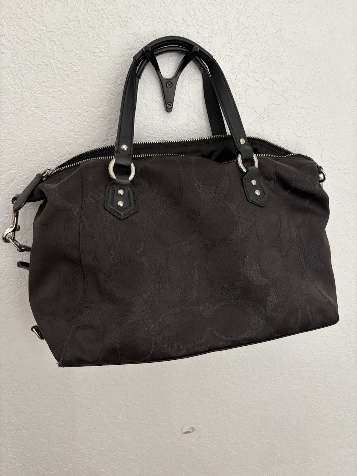 Black Coach Insignia Handbag Shoulder Bag Purse