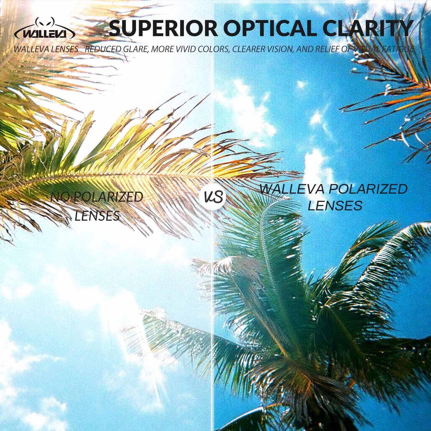 Walleva Black Polarized Replacement Lenses For Ray-Ban RB3362 Cockpit 59mm