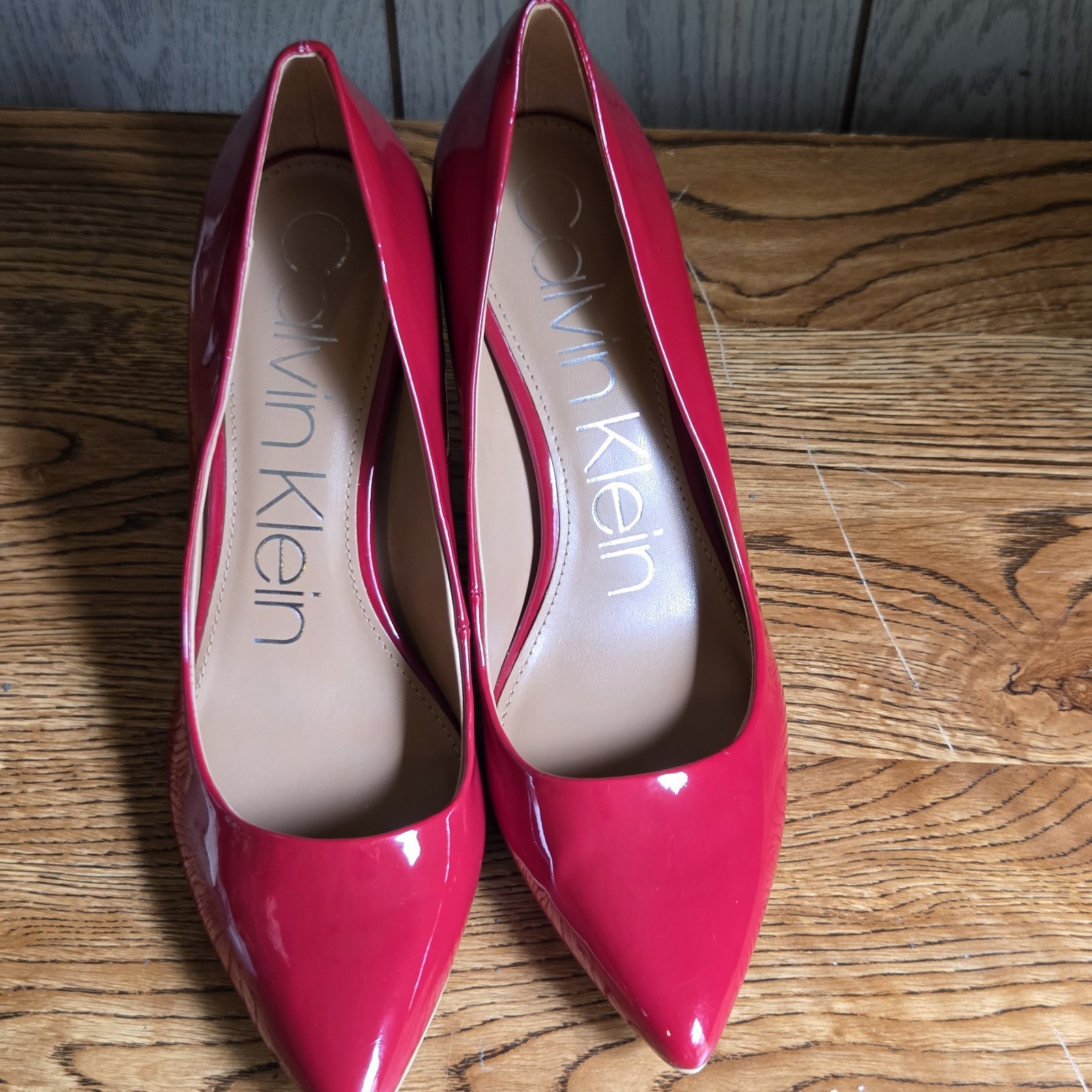 Calvin Klein Women’s Crimson Red Susan Patent Smooth High Heels – 9 us