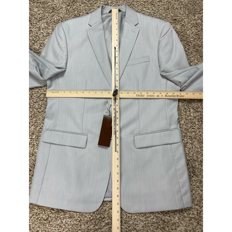 Perry Ellis Mens 40 REG Slim Fit Two Button Blazer Jacket Light Blue NWT
