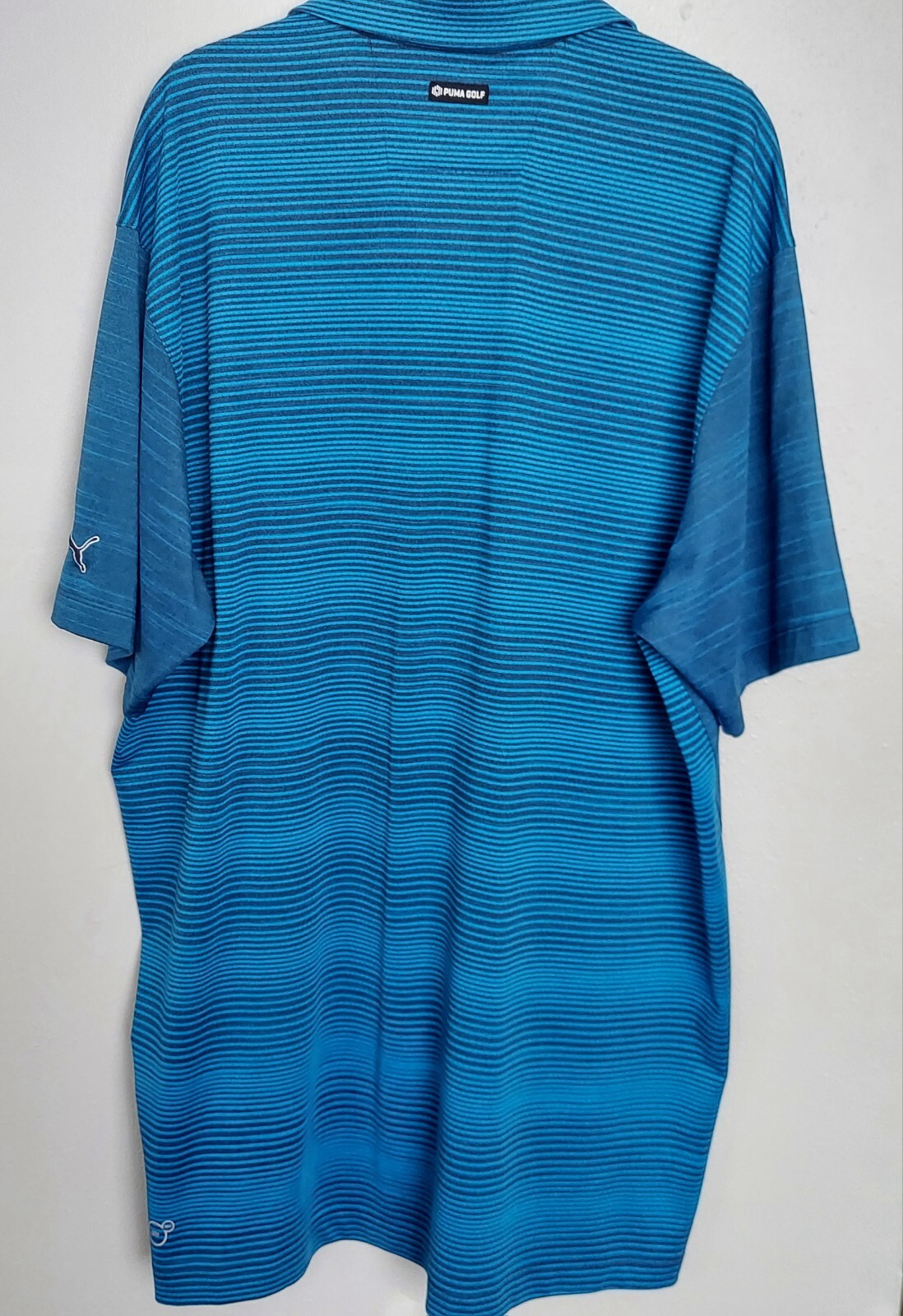 Cobra Puma Golf Dry Cell Men’s Blue Stripes Stretch Active Polo Golf Shirt Sz L
